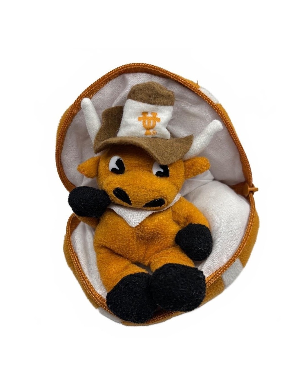 2008 Texas Longhorns Bevo Mascot 6" Folding Football Plush Stuffed Animal VTG